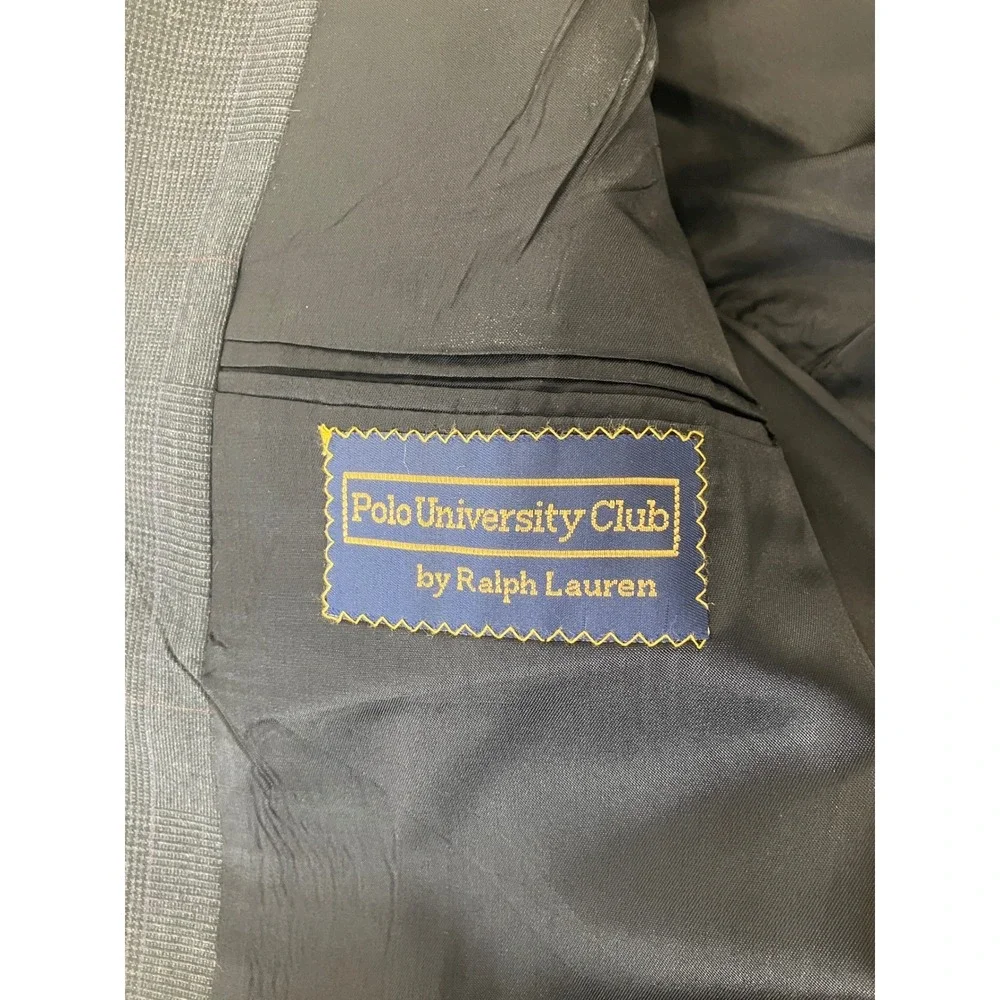 Polo University Club by Ralph Lauren Men's Grey Plaid Suit Jacket Blazer 40R
